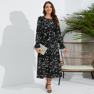 PRETTY STEPS Nuevo vestido plisado con volantes para mujer Cuello redondo, vestido floral delgado <span class=keywords><strong>de</strong></span> longitud media - Product Image 2