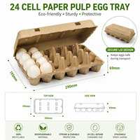 Vente en gros de boîtes à œufs en pulpe moulée à 24 alvéoles avec couvercle, boîte à œufs en papier biodégradable et recyclable pour élevages de poulets et supermarchés