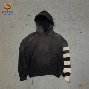 Sweat à capuche surdimensionné personnalisé 100 % coton épais, style vintage délavé à l'acide, en molleton bouclette effet soleil, pour homme - Product Image 1