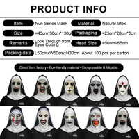 Máscara de Látex de Terror, Serie Monja, Ghost Face, Disfraz de Halloween, Accesorio de Cabeza Aterrador para Fiesta, Personalizable