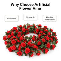 Guirlande florale suspendue en soie avec 45 têtes de roses artificielles pour arche de mariage, décoration de balcon et aménagement de lieux de fête