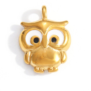 قلادات SUMMLY بالجملة على شكل قلب وقطة وكلب وبومة بتصميم قطرات الزيت وطراز المحيط، مطلية بالذهب عيار 18 قيراط من الفولاذ المقاوم للصدأ، مجوهرات عصرية - Product Image 4