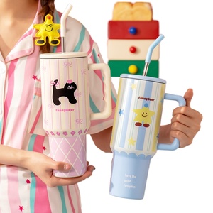 High-Value 40OZ Stainless Steel Insulated <b>Cup</b> with Portable Vacuum <b>Large</b> Capacity Cross-Border Car and Party Straw for Women - Product Image 2