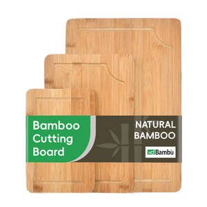 Juego de 3 Tablas de Cortar de Bambú para Cocina, Resistentes, con Ranura para Jugos, Juego de Bloques de Picar de Bambú - Product Image 1
