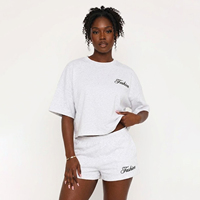 Ensemble deux pièces d'été pour femme avec logo personnalisé : T-shirt ample et short de survêtement assorti – Tenue décontractée streetwear et loungewear