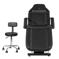 Table de Massage noire avec chaise de selle boîte de rangement nouveau Design lit de beauté pour Salon Spa pour salon chambre salle de bain entrepôt