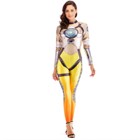 Costume de cosplay Overwatch pour femmes, combinaison de robot jaune de haute technologie Android pour la fête d'Halloween