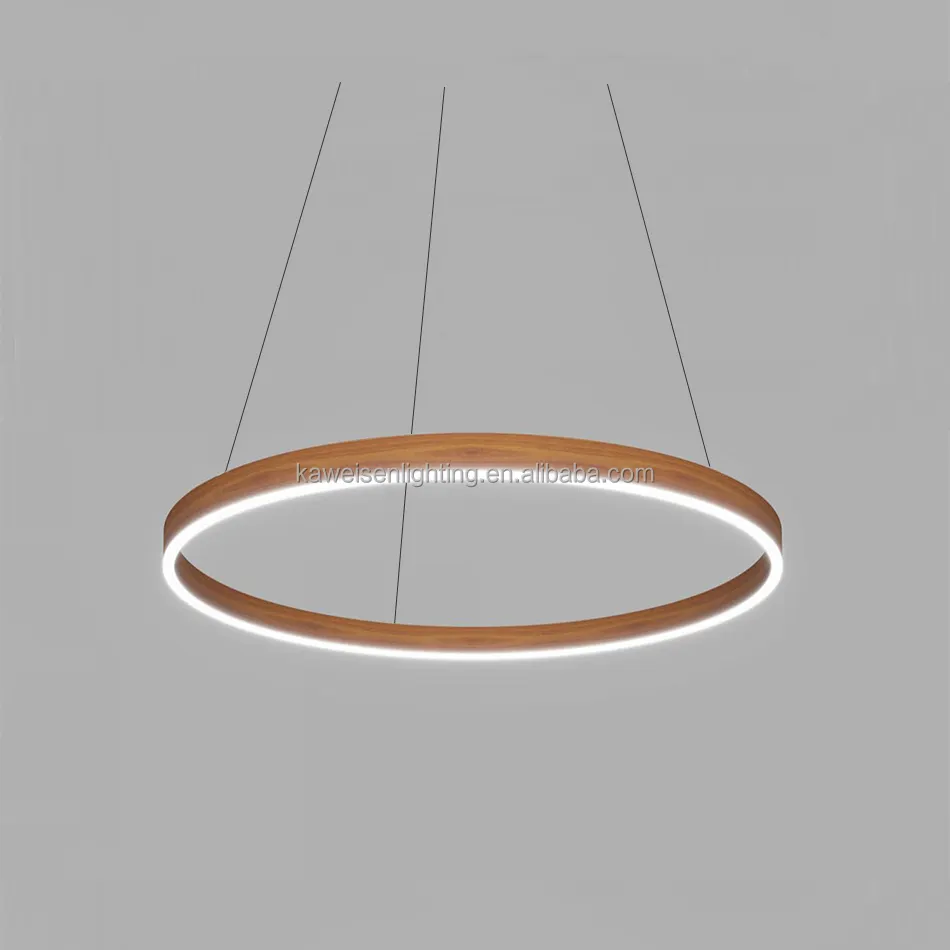 Luxury kitchen island wood circular pendant lights 45cm diameter 18" hanging circle hoop lamps adjustable brightness chandelier