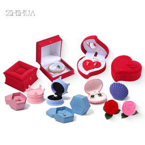 Caja de Regalo Personalizada con Logotipo, Estuche para Anillos y Aretes, Caja de Joyería Mini, <span class=keywords><strong>Terciopelo</strong></span> Rojo, <span class=keywords><strong>Terciopelo</strong></span> Blanco - Product Image 1