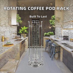 Support de <span class=keywords><strong>rangement</strong></span> rotatif à 360° en métal pour 24 dosettes <span class=keywords><strong>Nespresso</strong></span> <span class=keywords><strong>Vertuo</strong></span>, type carrousel, non pliable, portable - Product Image 2