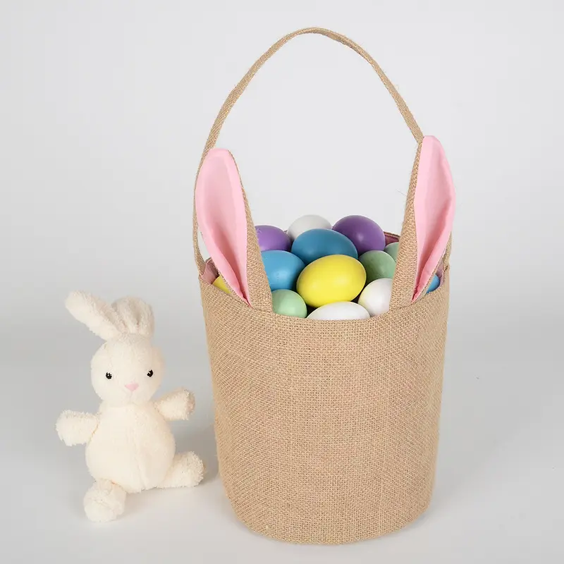 2023 Gunny Cloth Easter Basket per bambini uova caccia e regalo Cute Rabbit Ears Easter Bunny Bags