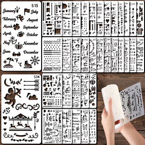 Pochoirs de <span class=keywords><strong>peinture</strong></span> personnalisables Pochoirs réutilisables Thème de Noël Pochoirs de <span class=keywords><strong>peinture</strong></span> en plastique pour le bricolage de meubles Plancher mural - Product Image 2