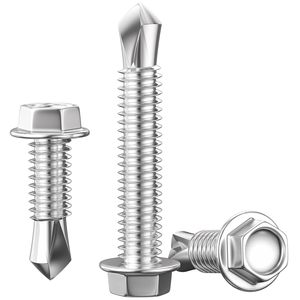 300 Piezas # Tornillos autorroscantes de cabeza hexagonal de acero inoxidable 410 de 8.3 x 4 pulgadas para chapa metálica - Product Image 5