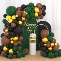 Kit d'arche de guirlande de ballons en latex noir, vert, or, marron avec confettis pour décorations de fêtes d'anniversaire, mariages, douches nuptiales, remises de diplômes