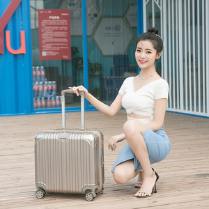 Women's 18 Inch Carry On <b>Suitcase</b> With <b>Lock</b> Swivel Wheels Light Weight Solid Color Macaron Pink Travel Luggage For Business - Product Image 4