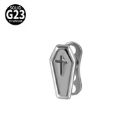 Piercing dermique en titane F136 G23, forme cercueil, surface hexagonale, vente en gros