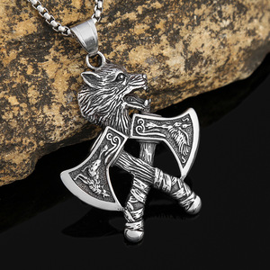 Yunnique-collar de acero inoxidable con colgante de cabeza de lobo vikingo para hombre, regalo, joyería de moda - Product Image 3