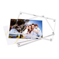 Cadre photo magnétique en acrylique moderne et robuste, anti-choc, transparent, support d'affichage de bureau sur pied