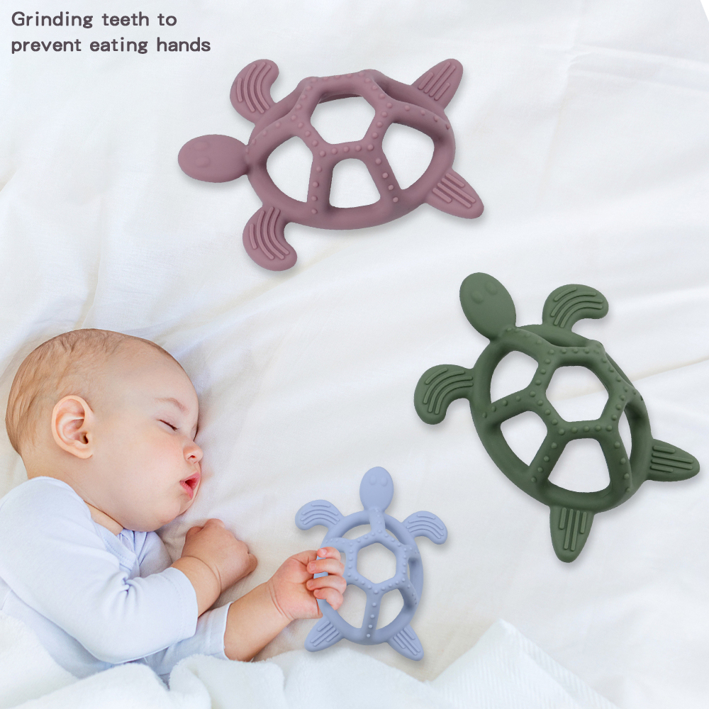 Bestseller Turtle Shape Weiche Kinder Kau spielzeug Sicherheit Lebensmittel qualität Silikon Baby Beißring