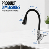 Robinet de cuisine 2026 DIY de luxe avec logo de marque, flexible, noir, avec filtre, économiseur d'eau et douchette pivotante