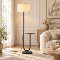 Lampe sur pied de luxe avec table d'appoint en bois et base en marbre pour salon, hôtel, villa, décoration intérieure personnalisable