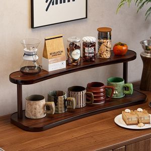Curved Two Tier Cup Rack For Water <b>Tea</b> Coffee Cups Tabletop Storage Shelf Portable Multi Layer Holder - Product Image 2