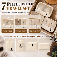 Ensemble de 7 cubes de rangement de voyage personnalisés OEM avec panneaux en maille et pochettes pour accessoires, pour organiser les vêtements dans les bagages