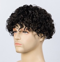 Prêt à expédier : Système capillaire Q6 en cheveux humains australiens, toupet bouclé de 20 mm de haute qualité, avec base en dentelle intégrale pour hommes