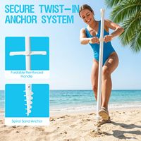 Parasol de plage extérieur en polyester de haute qualité, grand format 2,4 m, facile à monter, protection UPF 50+, avec logo et sac de transport