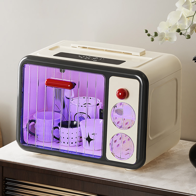 Modern Colorful Folding Household Sterilizer for Cup and Forks and Spoons Dust-Proof Drain Storage Rack Disinfection Cabinet