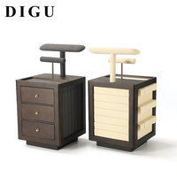 Boîte à bijoux rotative carrée en bois DIGU avec tiroirs multicouches doublés de microfibre pour organiser bagues, boucles d'oreilles, colliers et bracelets