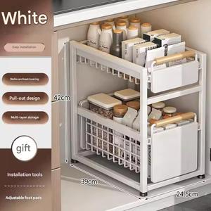 Organizador de <span class=keywords><strong>armario</strong></span> extraíble Estante de almacenamiento deslizante de 2 niveles con cajones extraíbles Organizador debajo del fregadero para <span class=keywords><strong>cocina</strong></span> y baño - Product Image 3