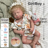 Authentique poupée reborn en silicone massif de 20 pouces, bouche ouverte avec sucette, jouet doux pour l'éducation des nouveau-nés
