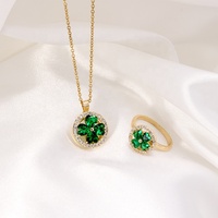 Ensemble de bijoux porte-bonheur classique Simple en acier inoxydable, pendentif en Zircon, collier de luxe pour femmes, anneau de doigt