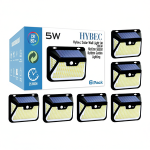Lampe murale solaire Hybec 5W 500LM avec détecteur de mouvement pour éclairage extérieur de jardin - Product Image 2