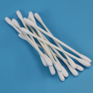 Biyobozunur kağıt sopa çift yuvarlak kafaları Qtips günlük kullanım için pamuklu çubuk çubukla