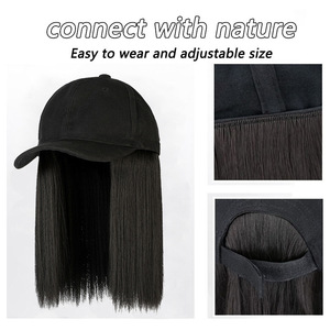 Cappello da Baseball Regolabile da Donna a 6 Pannelli con Estensioni per <span class=keywords><strong>Capelli</strong></span>, Parrucca con Acconciatura Liscia o Ricciuta, Tessuto Sintetico per Uso in Tutte le Stagioni - Product Image 5