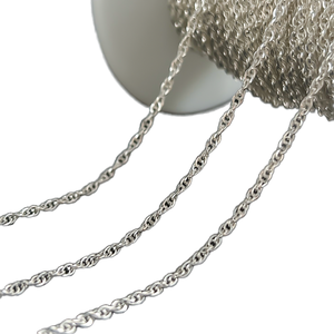 YIMI S925 Sterling Silver <b>Rope</b> <b>Chain</b> with Glass Beads and Transparent Plating 18mm in Bulk for Permanent Jewelry Making - Product Image 1