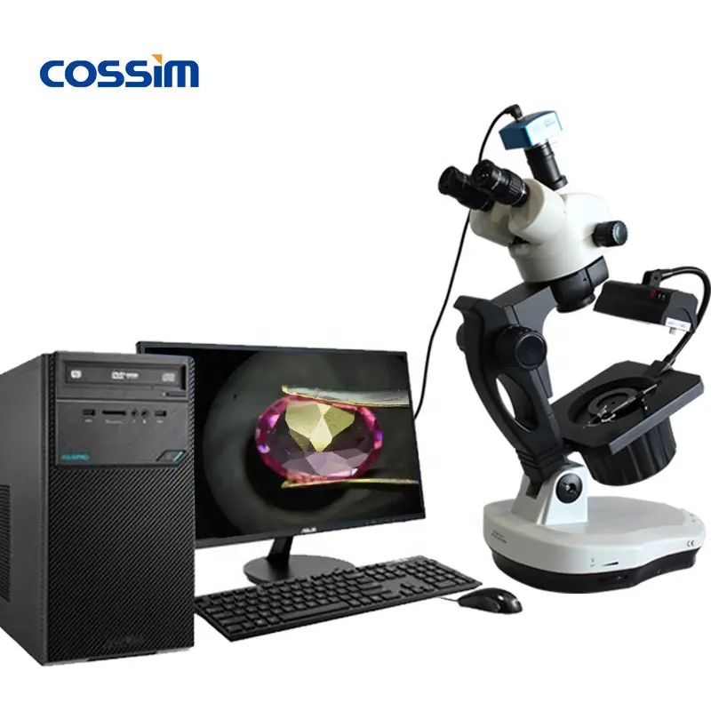 VGM600A Mikroskop Permata Trinokular Gemologi Zoom Perhiasan & Mikroskop Gemologi dengan Dasar Elips