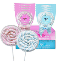 OEM/ODM Vente en gros de sucettes en guimauve de grande taille de haute qualité halal, sucettes en guimauve en spirale, barbe à papa