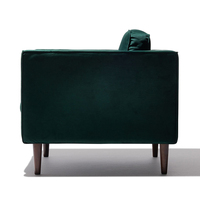 Fauteuil en velours vert émeraude avec pieds en bois massif, chaise longue moderne, canapé individuel rembourré pour hall d'hôtel, restaurant, réception