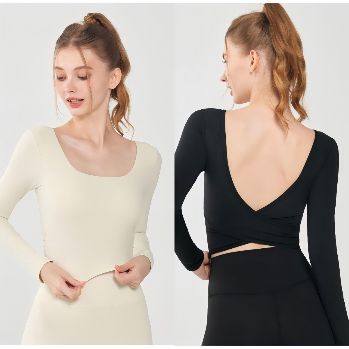 New Long Sleeve Backless Sweatshirts Gym Yoga Sport Running Jacket With Ribs Top Fit Fitness Soft Nylon Women's Jackets