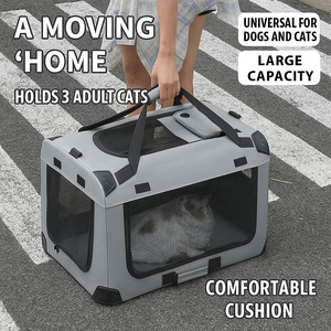 En stock, Cage <span class=keywords><strong>de</strong></span> <span class=keywords><strong>transport</strong></span> pliable et étanche pour chiens et chats, en tissu Oxford, avec quatre roues, idéale pour les sorties en <span class=keywords><strong>voiture</strong></span> - Product Image 3