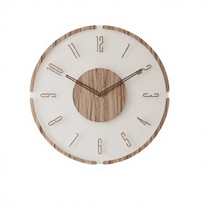 Modern Wooden Wall <b>Clock</b> Silent Quartz Analog Round Decorative Timepiece <b>for</b> Living Room <b>Bedroom</b> Office - Product Image 2