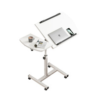 Bureau d'ordinateur portable pliable en métal réglable en hauteur, convertible, mobile, pour lit, étude, relevable, noir et blanc, petits bureaux d'ordinateur