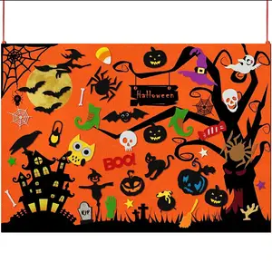 बच्चों के लिए हैलोवीन कद्दू हॉरर फेल्ट कार्टून फन डेकोरेशन फेल्ट लर्निंग बोर्ड हैलोवीन स्टोरी बोर्ड
