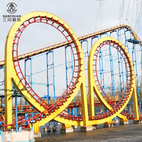 Parcs d'attractions, nouvelles attractions à sensations fortes, grandes montagnes russes à 4 boucles à vendre