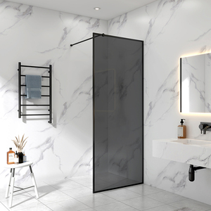 Simple Design <strong>Bath</strong> 6mm <strong>Grey</strong> Glass Fixed <strong>Panel</strong> Aluminum Semi-frameless Adjustable SUS 304 Rod Shower Screen - Product Image 2