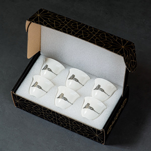 Ensemble de tasses à café espresso en céramique et porcelaine blanches, élégantes, modernes et luxueuses, de haute qualité, petites, 70 ml, pour Cawa, Gahwa, turques et arabes - Product Image 5