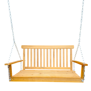 Front Porch Swing Armrests Modern Design Solid Acacia Wood Bench Swing <b>Hanging</b> Chains Comfortable Outdoor Patio Garden Yard - Product Image 3